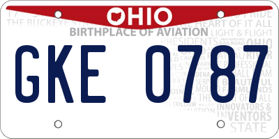 OH license plate GKE0787