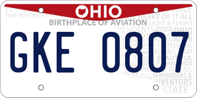 OH license plate GKE0807