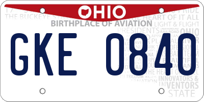 OH license plate GKE0840