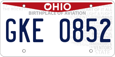 OH license plate GKE0852
