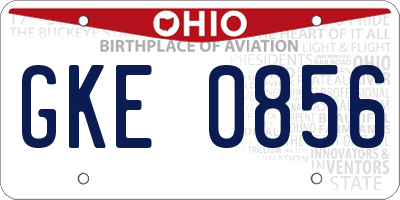 OH license plate GKE0856