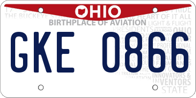 OH license plate GKE0866