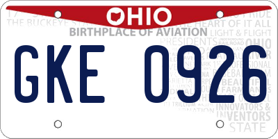 OH license plate GKE0926