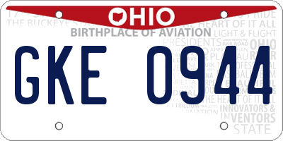 OH license plate GKE0944