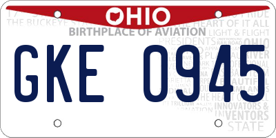 OH license plate GKE0945
