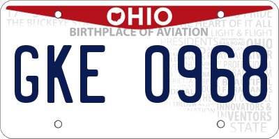 OH license plate GKE0968