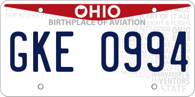 OH license plate GKE0994