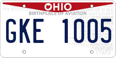 OH license plate GKE1005