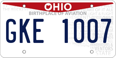 OH license plate GKE1007