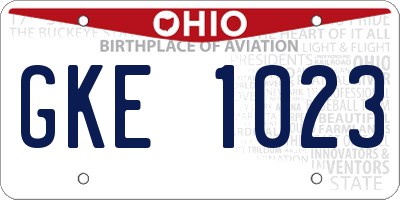 OH license plate GKE1023