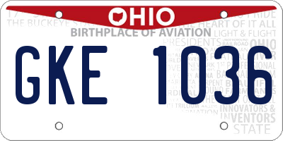 OH license plate GKE1036