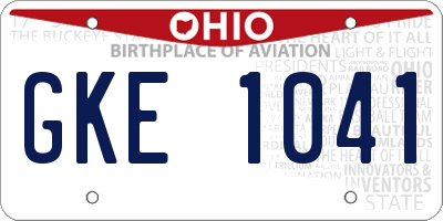 OH license plate GKE1041