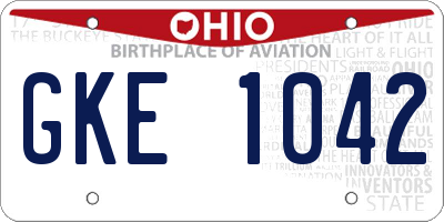OH license plate GKE1042