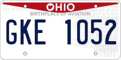 OH license plate GKE1052