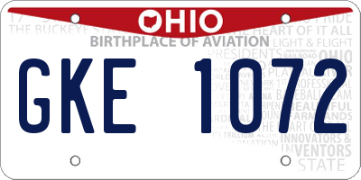 OH license plate GKE1072