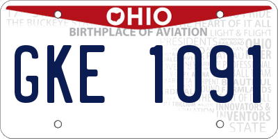 OH license plate GKE1091