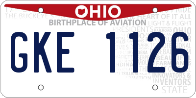 OH license plate GKE1126