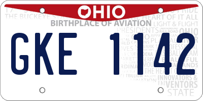 OH license plate GKE1142