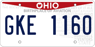 OH license plate GKE1160
