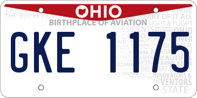 OH license plate GKE1175