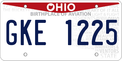 OH license plate GKE1225