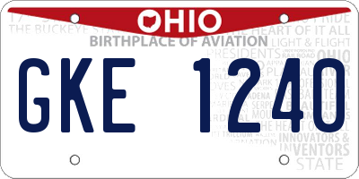 OH license plate GKE1240