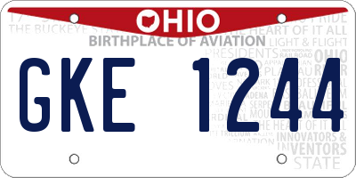 OH license plate GKE1244