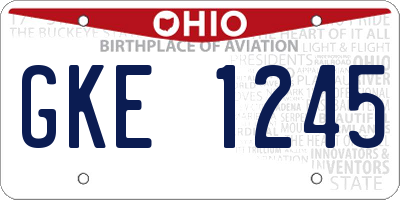 OH license plate GKE1245