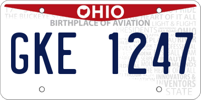 OH license plate GKE1247