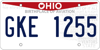 OH license plate GKE1255