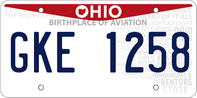 OH license plate GKE1258