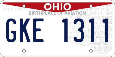 OH license plate GKE1311