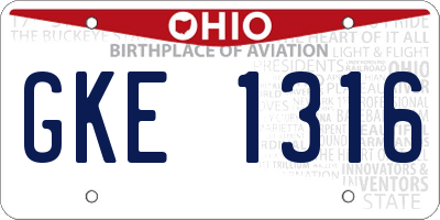OH license plate GKE1316