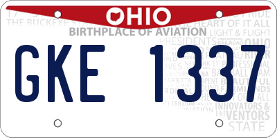 OH license plate GKE1337