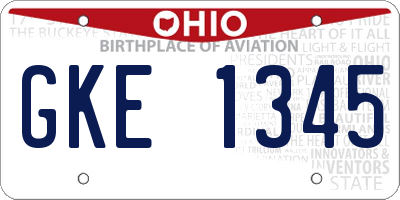 OH license plate GKE1345