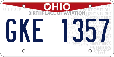 OH license plate GKE1357