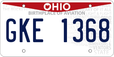 OH license plate GKE1368