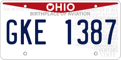 OH license plate GKE1387