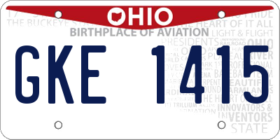 OH license plate GKE1415