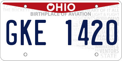 OH license plate GKE1420