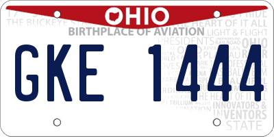 OH license plate GKE1444