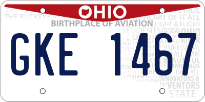 OH license plate GKE1467