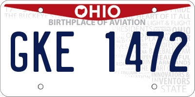 OH license plate GKE1472
