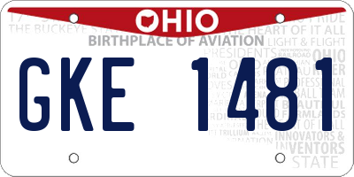 OH license plate GKE1481