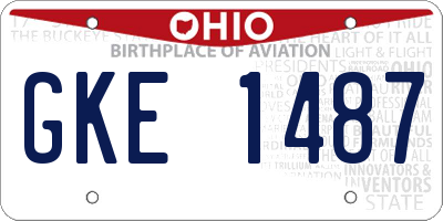 OH license plate GKE1487
