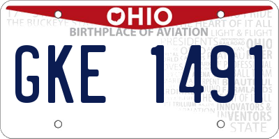 OH license plate GKE1491