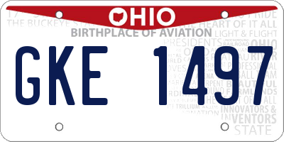 OH license plate GKE1497