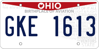OH license plate GKE1613