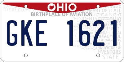 OH license plate GKE1621