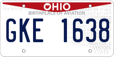 OH license plate GKE1638